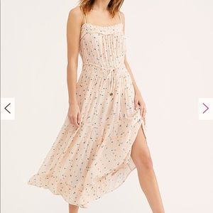 FREE PEOPLE “Peaches” Midi Pink Floral Dress Sz S